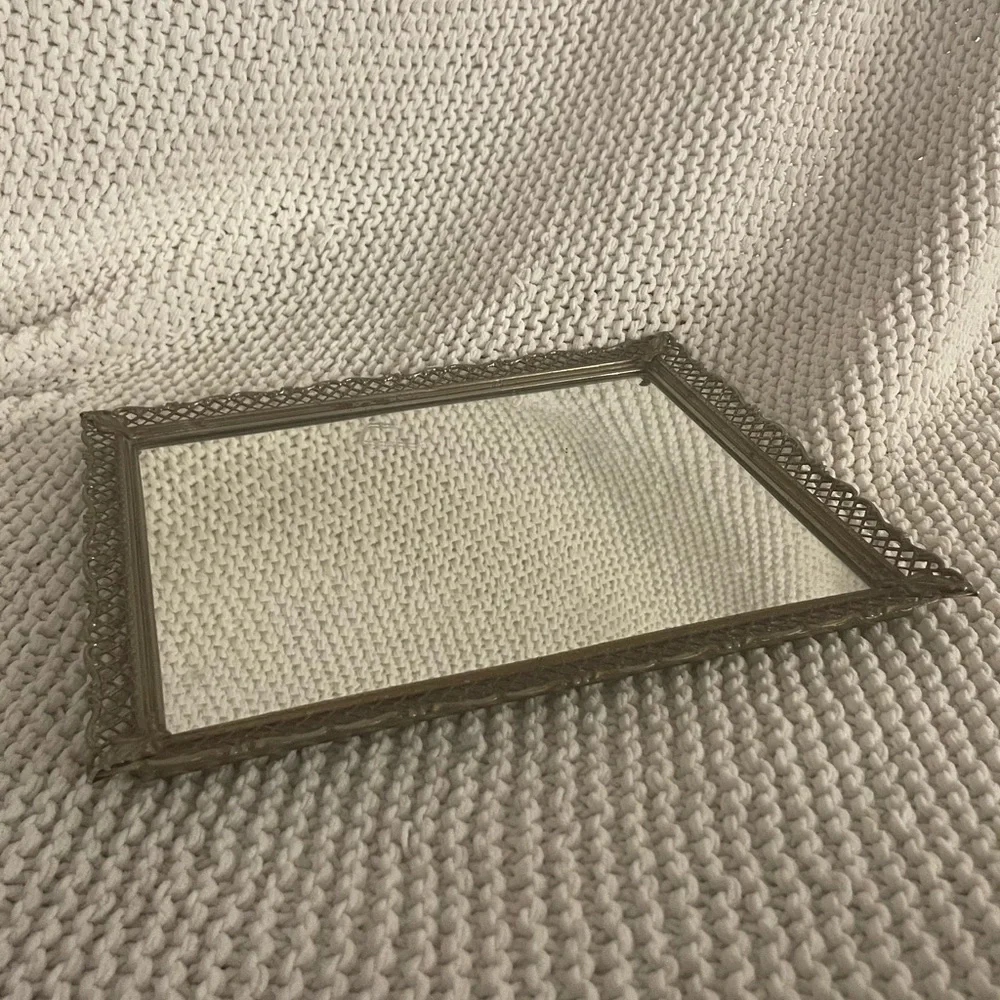 brass framed mirror / tray